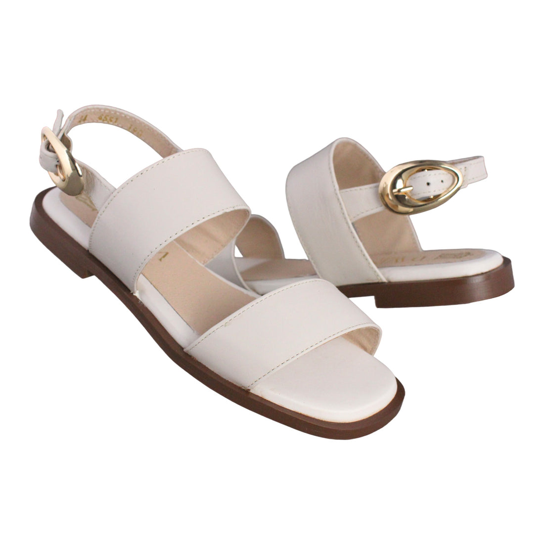 Sandalia Mujer 4551 Piel Beige con Hebilla