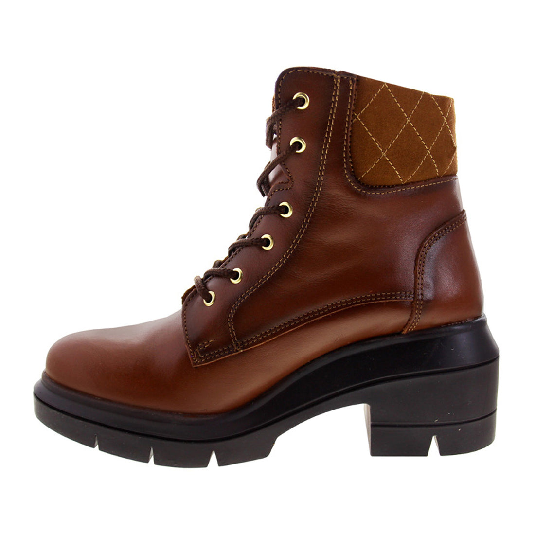 Bota de Mujer 81302 Davina Piel Café con Cintas