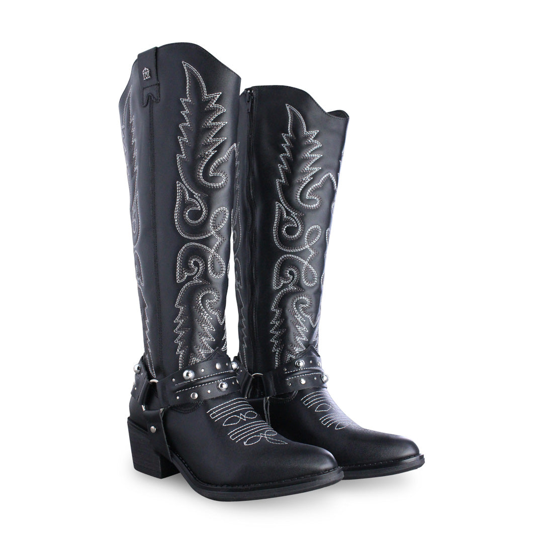 Bota Vaquera Alta de Mujer 96532 Davina Katia Negro
