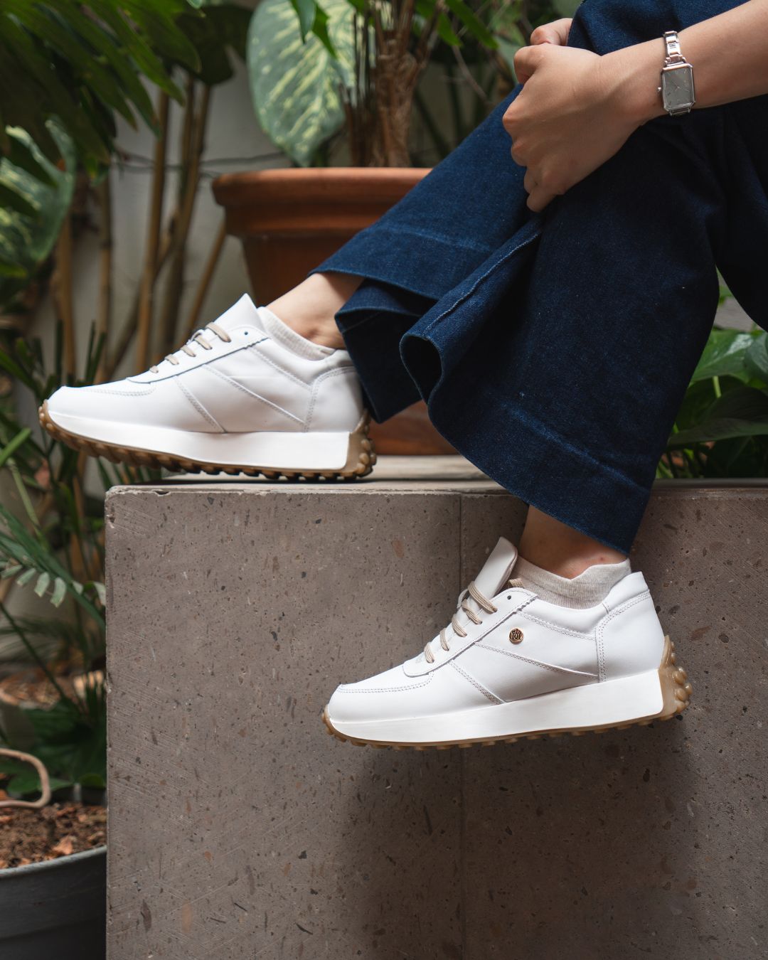 Tenis Casual de Mujer 35000 Piel Blanco