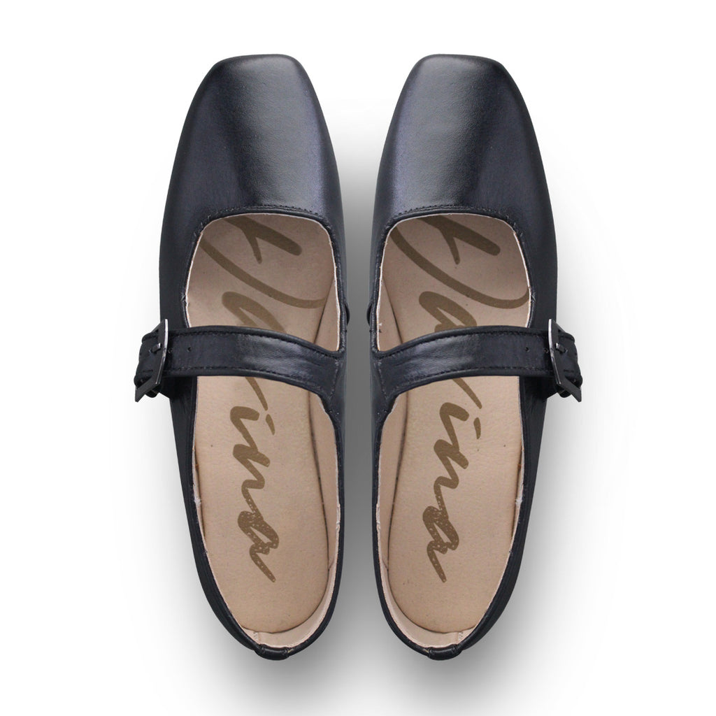 Balerina Niña 30150 Davina Piel Negro con Hebilla