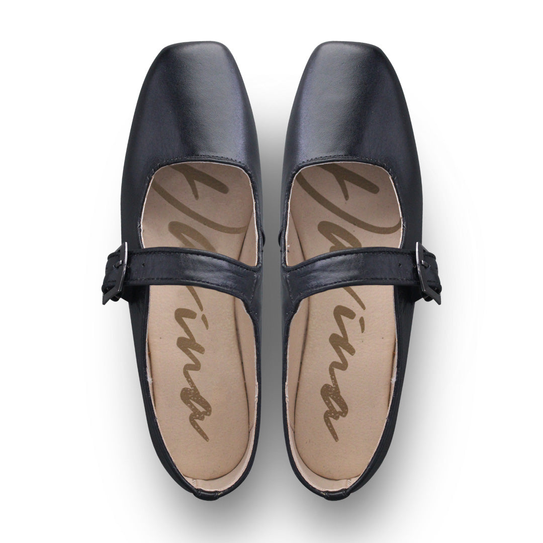 Balerina Niña 30150 Davina Piel Negro con Hebilla