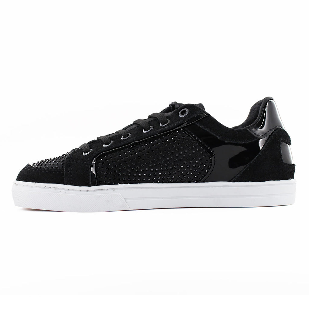 Tenis Casual Mujer 32200 Davina Negro con Cintas y Brillos