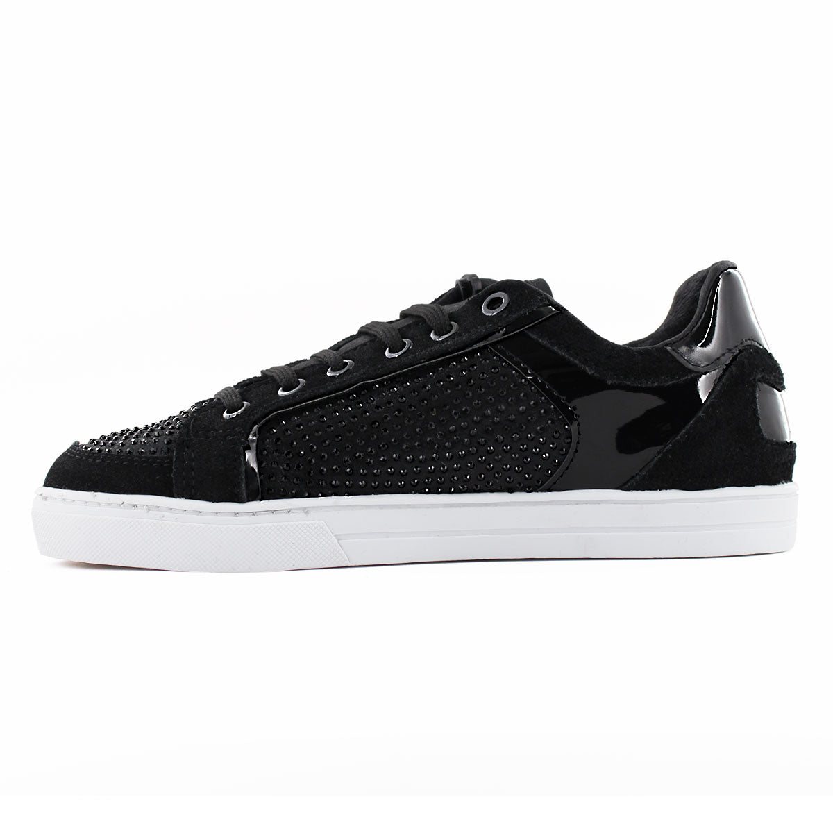 Tenis Casual Mujer 32200 Davina Negro con Cintas y Brillos