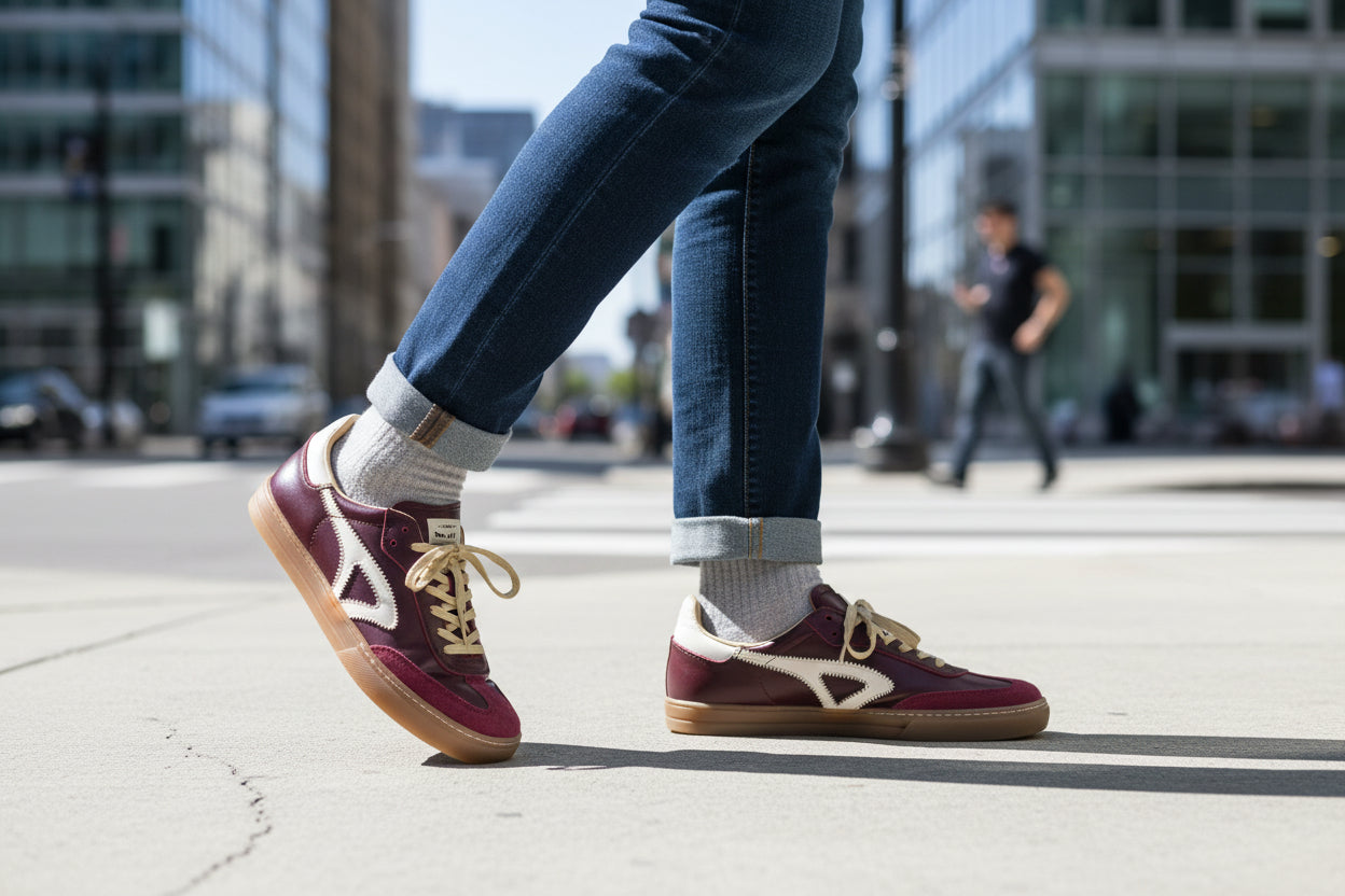 Tenis Casual Unisex 32211 Piel Vino con Cintas