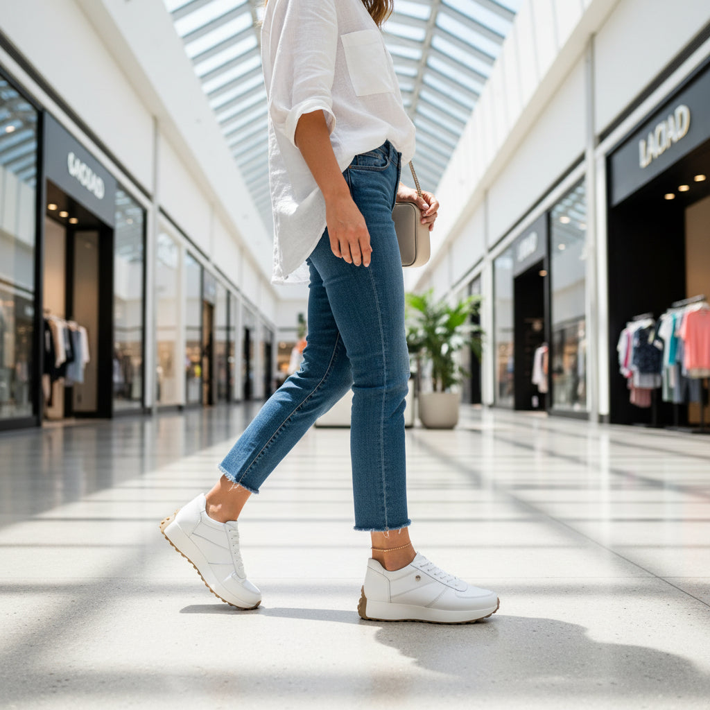 Tenis Casual de Mujer 35000 Piel Blanco