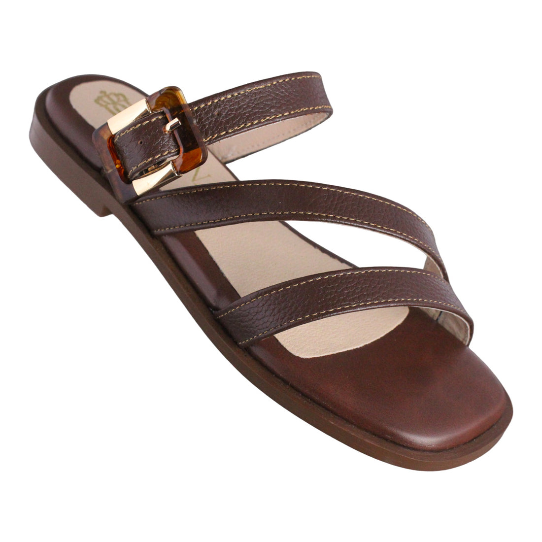 Sandalia Mujer 4510 Piel Café con Tiras