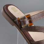 Sandalia Mujer 4510 Piel Café con Tiras
