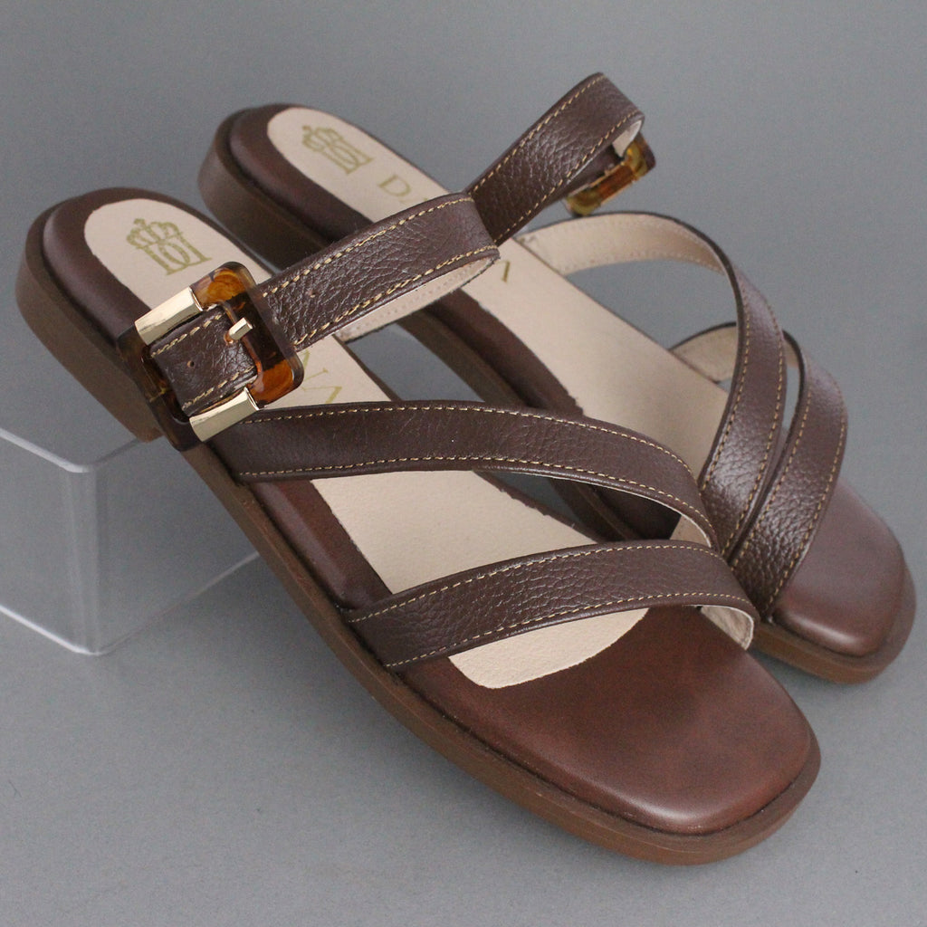 Sandalia Mujer 4510 Piel Café con Tiras