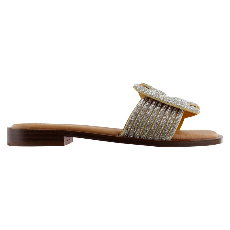 Sandalia de Mujer 4545 Davina Cloe Beige con Brillos