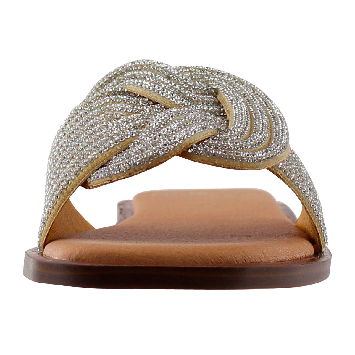 Sandalia de Mujer 4545 Davina Cloe Beige con Brillos