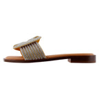 Sandalia de Mujer 4545 Davina Cloe Beige con Brillos