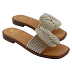 Sandalia de Mujer 4545 Davina Cloe Beige con Brillos