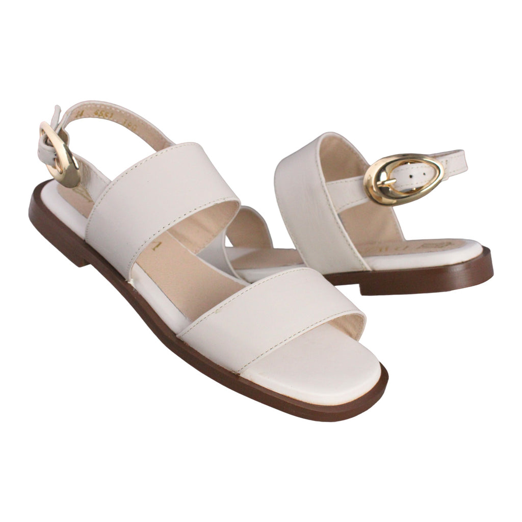 Sandalia Mujer 4551 Piel Beige con Hebilla