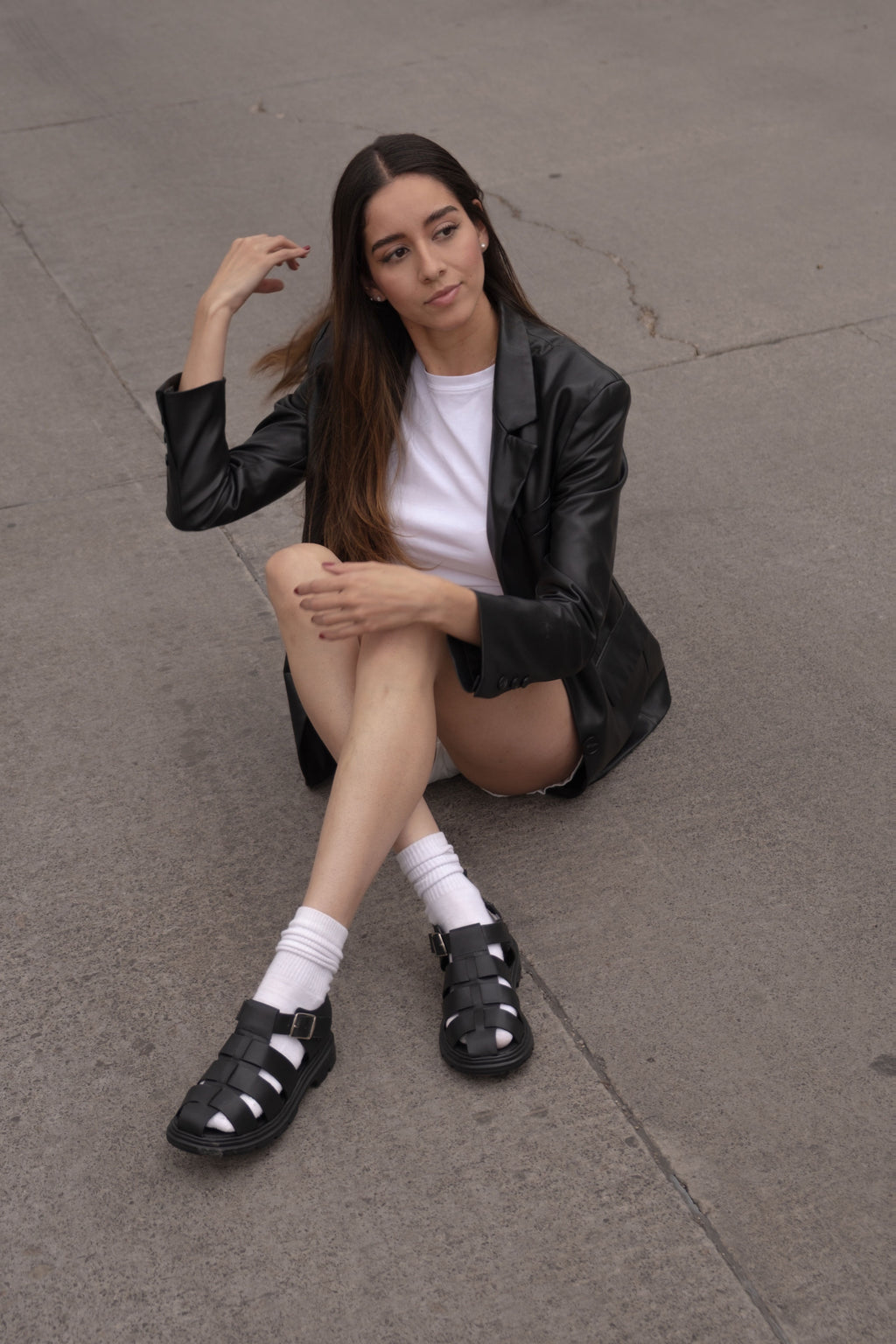 Sandalia Mujer 4720 Davina Piel Negro con Hebilla
