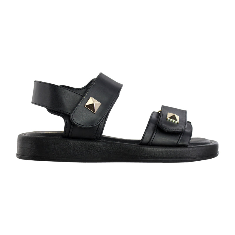 Sandalia de Mujer 4825 Davina Negro Doble Velcro con Estoperol