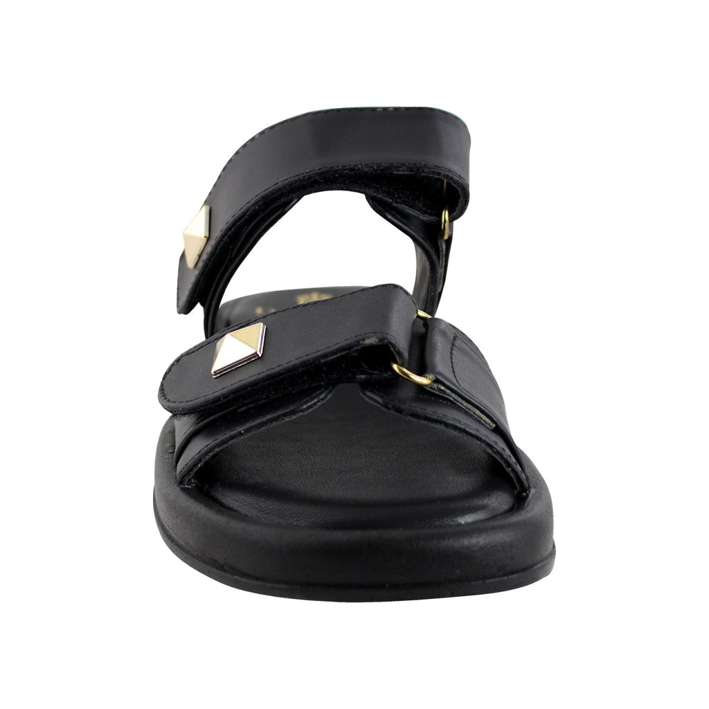 Sandalia de Mujer 4825 Davina Negro Doble Velcro con Estoperol