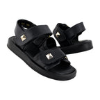 Sandalia de Mujer 4825 Davina Negro Doble Velcro con Estoperol