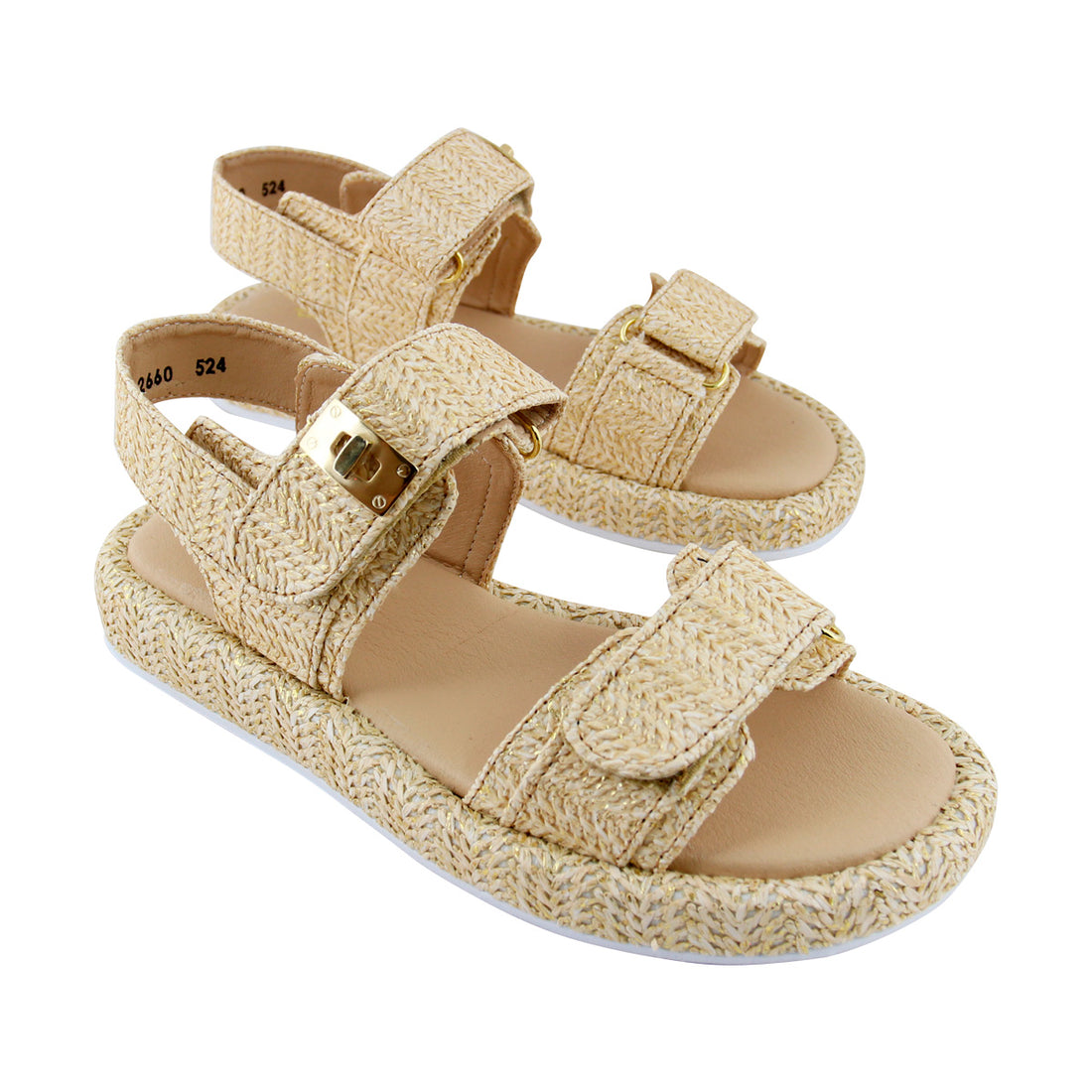 Sandalia de Mujer 4827 Davina Beige Yute Con Velcro