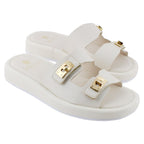 Sandalia Mujer 4860 Davina Beige con Detalles en Dorado