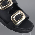 Sandalia Mujer 4865 Negro con doble Hebilla