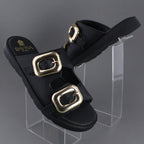 Sandalia Mujer 4865 Negro con doble Hebilla