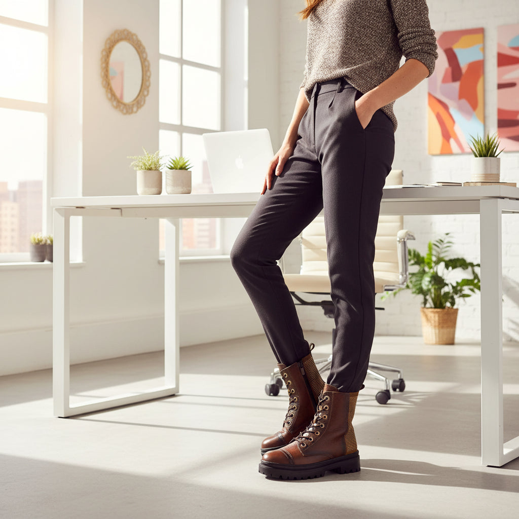 Bota de Mujer 72014 Davina Café con Cintas