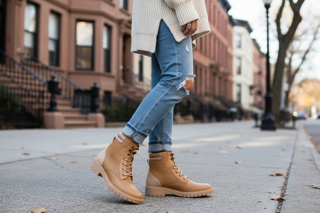 Bota de Mujer 72710 Davina Camel con Cintas