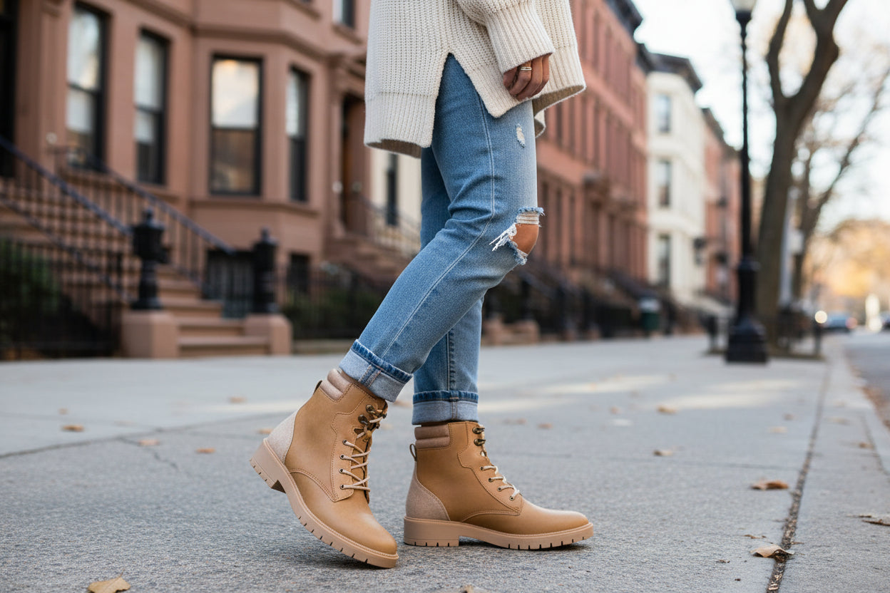 Bota de Mujer 72710 Davina Camel con Cintas