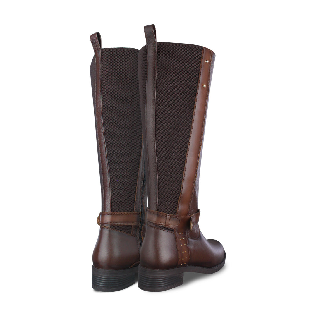 Bota ecuestre Mujer 73715 Piel Brandy con cierre lateral