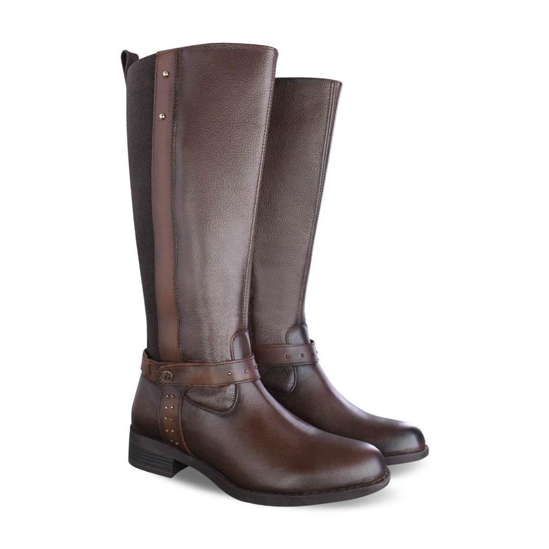Bota ecuestre Mujer 73715 Piel Brandy con cierre lateral