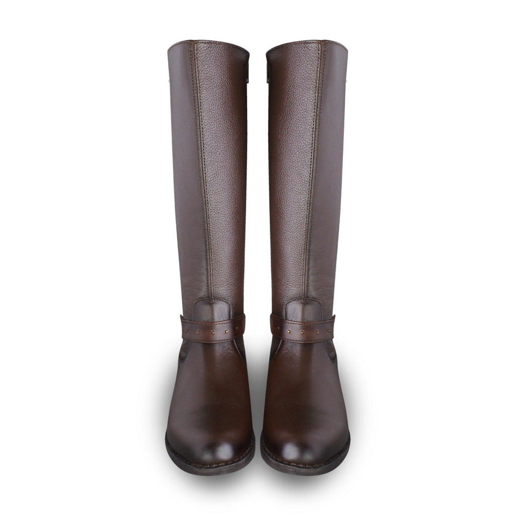 Bota ecuestre Mujer 73715 Piel Brandy con cierre lateral