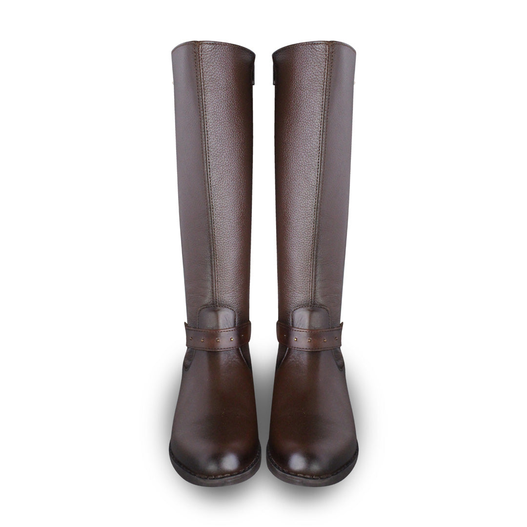 Bota ecuestre Mujer 73715 Piel Brandy con cierre lateral