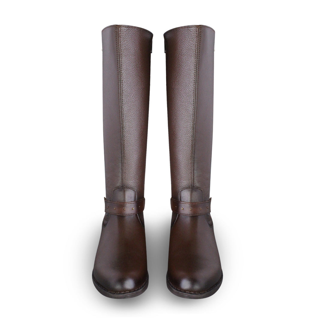 Bota ecuestre Mujer 73715 Piel Brandy con cierre lateral