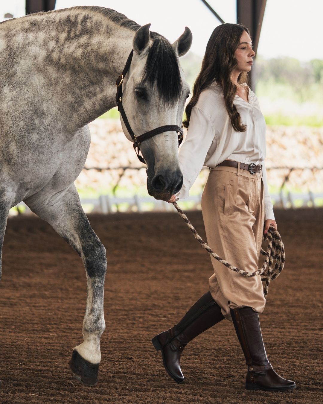Bota ecuestre Mujer 73715 Piel Brandy con cierre lateral