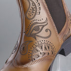 Botín Mujer 74157 Davina Piel Café con Grabado Lazer