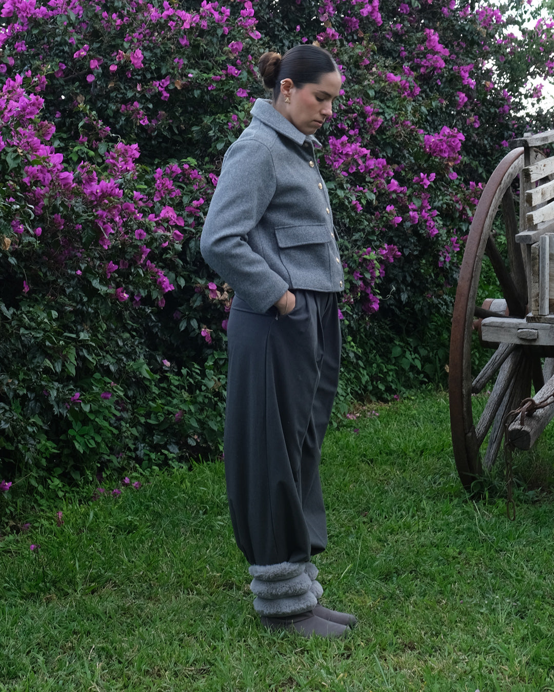 Bota de Mujer 7621 Davina Gris con Peluche