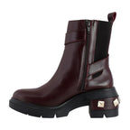 Bota de Mujer 81220 Piel Davina Vino con Tacón y Elástico