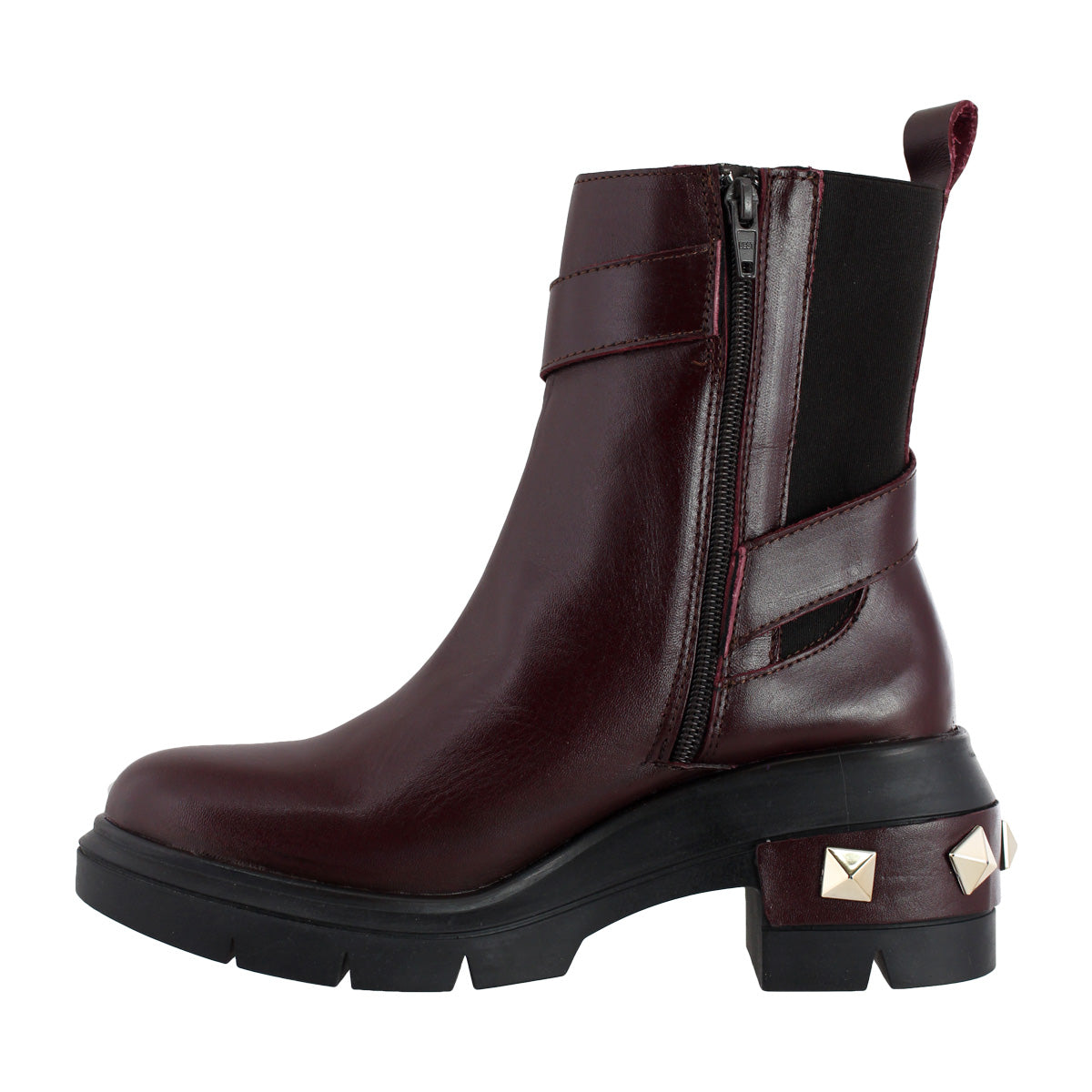 Bota de Mujer 81220 Piel Davina Vino con Tacón y Elástico