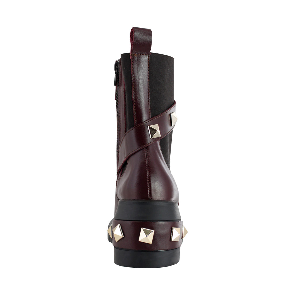 Bota de Mujer 81220 Piel Davina Vino con Tacón y Elástico