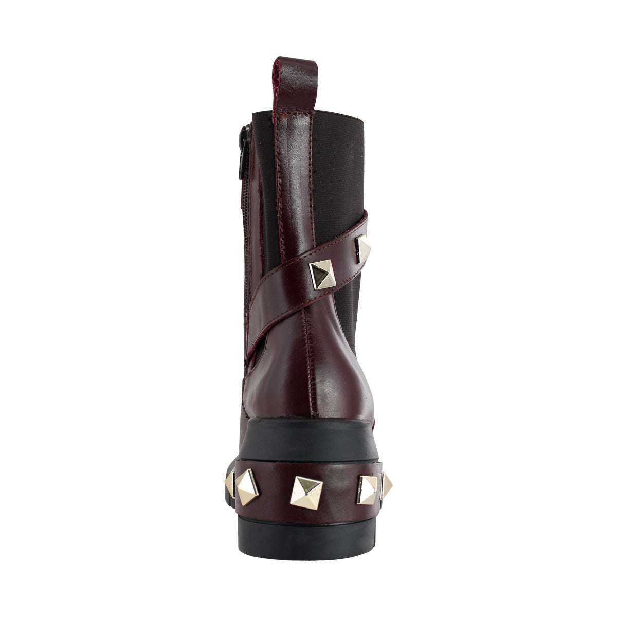 Bota de Mujer 81220 Piel Davina Vino con Tacón y Elástico