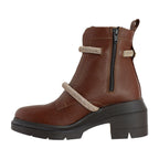 Bota de Mujer 81402 Piel Davina Café con Brillos y Tacón