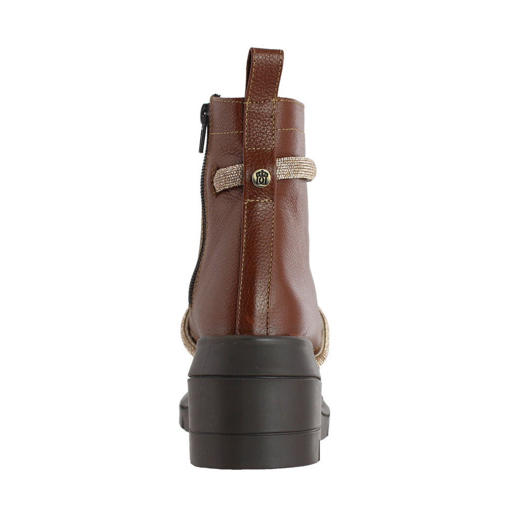 Bota de Mujer 81402 Piel Davina Café con Brillos y Tacón
