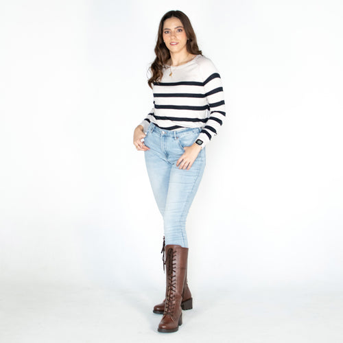 Bota Alta Mujer 85110 Davina Café Claro