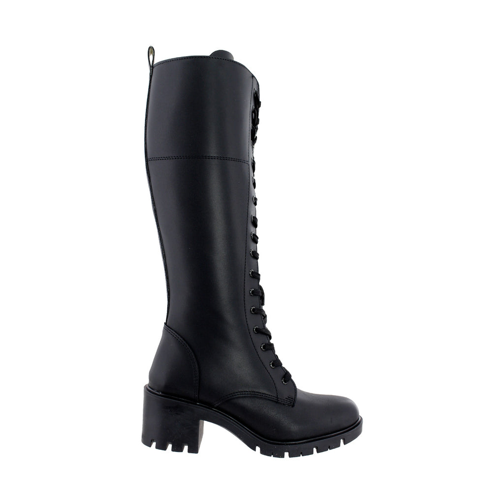 Bota Alta de Mujer 85110 Davina Negro con Cintas y Cierre
