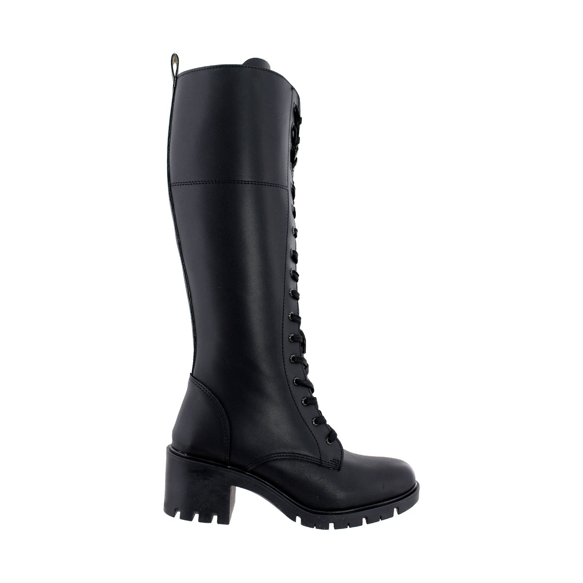 Bota Alta de Mujer 85110 Davina Negro con Cintas y Cierre