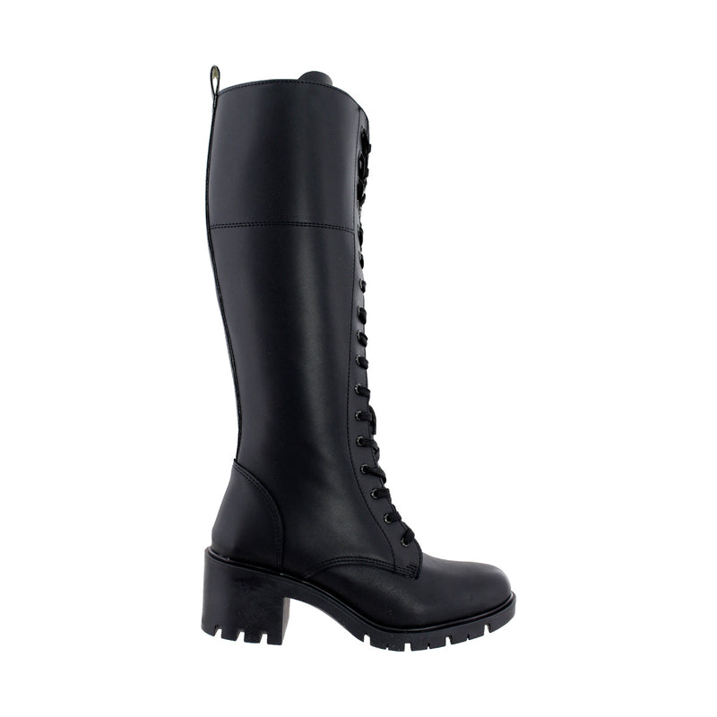 Bota Alta de Mujer 85110 Davina Negro con Cintas y Cierre