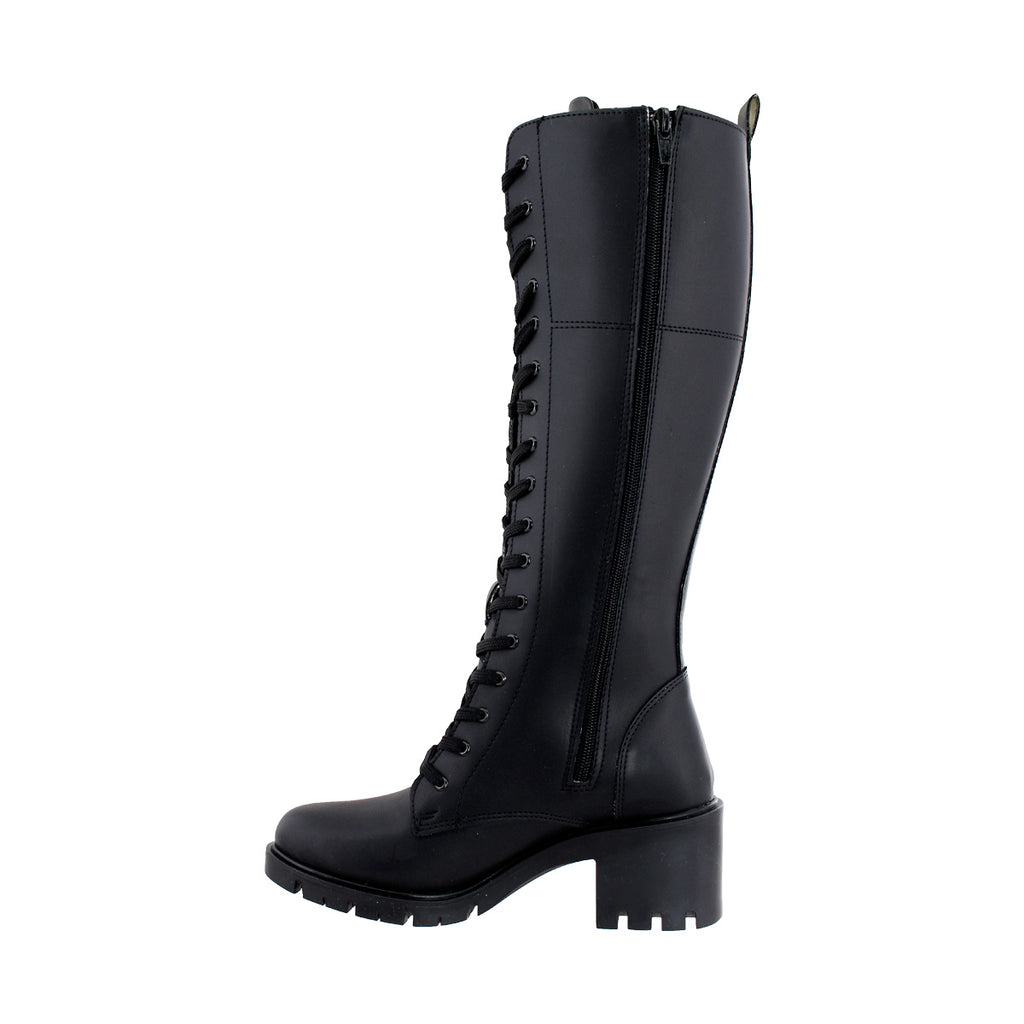 Bota Alta de Mujer 85110 Davina Negro con Cintas y Cierre