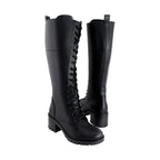 Bota Alta de Mujer 85110 Davina Negro con Cintas y Cierre
