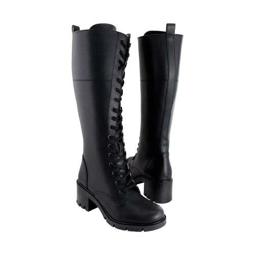 Bota Alta de Mujer 85110 Davina Negro con Cintas y Cierre